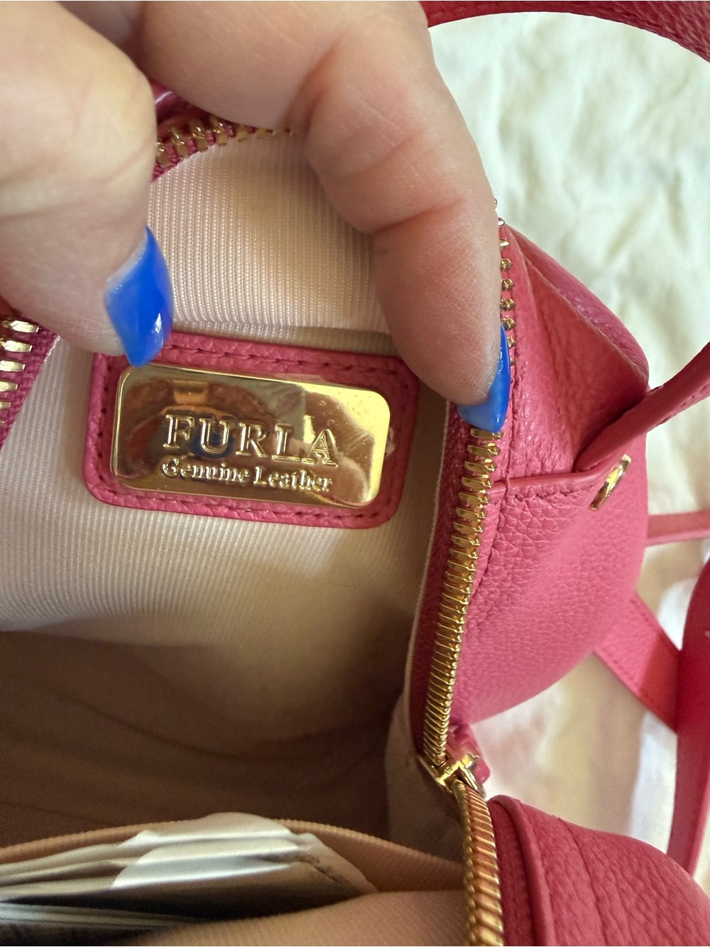Furla Raspberry Pink Mini Leather Backpack - Picture 5 of 5